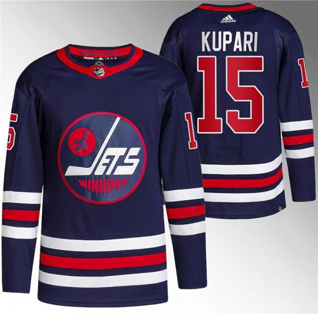 Mens Winnipeg Jets #15 Rasmus Kupari 2021-22 Navy Stitched Jersey->winnipeg jets->NHL Jersey